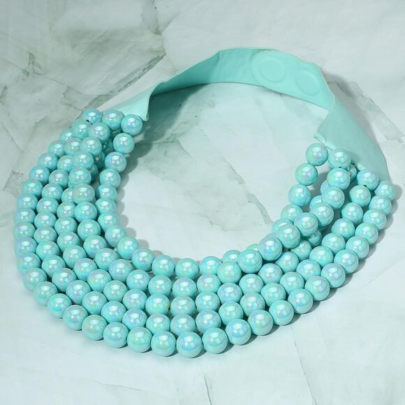 NEW - 5 Row SHIMMER Beaded Magentic Close Statement Beads Necklaces - Picture 4 of 15